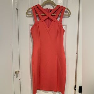 Guess cutout Bodycon sheath dress Coral scuba fabric Size 4